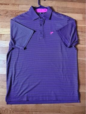 Large - Men - FootJoy Purple Striped Golf Polo